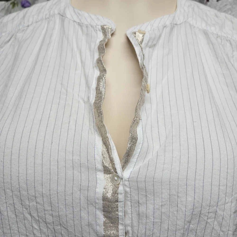Free People Cream Long Sleeve Button Down Shirt